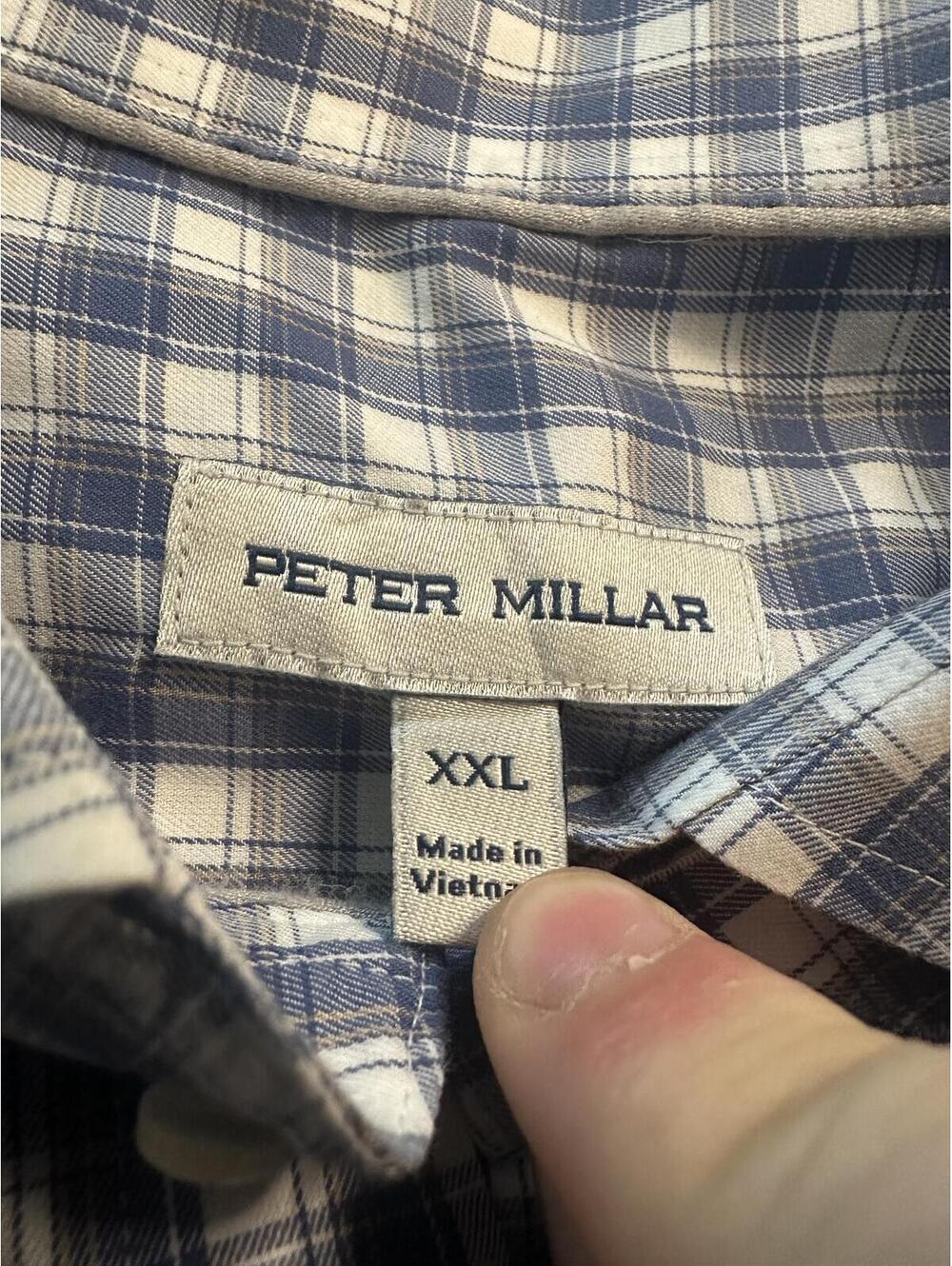 Peter millar button down shirt XXL blue white checkered